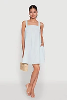 Womens Chic Gauze Knit Ruched Shift Dress,