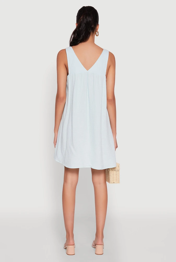 Womens Chic Gauze Knit Ruched Shift Dress,