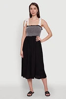 Womens Tie Shoulder Fishnet Detail Midi Dress,