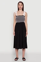 Womens Tie Shoulder Fishnet Detail Midi Dress,