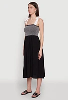 Womens Tie Shoulder Fishnet Detail Midi Dress,