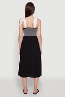 Womens Tie Shoulder Fishnet Detail Midi Dress,