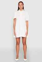 Womens Crepe Knit Button Front Tiered Dress, White, Size XL
