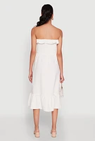 Womens Chic Smocked and Ruffle Tiered Peasant Dress, White, Size S