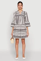 Womens Assorted Pattern Mandarin Collar Dress, Multi, Size L
