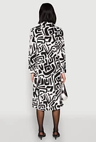 Womens Abstract Patterned High Low Shirt Dress, Multi,