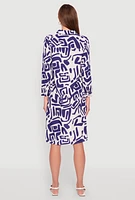 Womens Abstract Patterned High Low Shirt Dress, Multi,