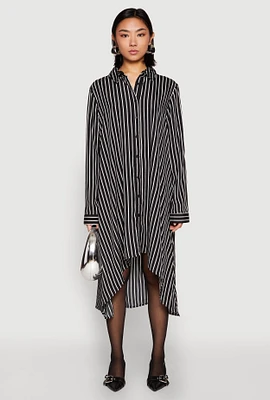 Womens Striped High Low Shirt Dress,