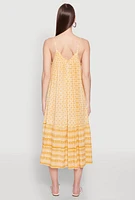 Womens Border Print Midi Dress, Yellow, Size M