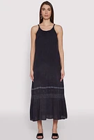 Womens Crochet Detail Sleeveless Maxi Dress,