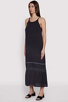 Womens Crochet Detail Sleeveless Maxi Dress,