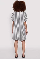Womens Striped Shift Dress, Multi,