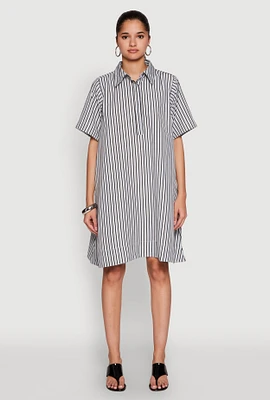 Womens Striped Henley Shirt Dress, Multi, Size L