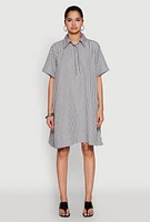 Womens Striped Henley Shirt Dress, Multi, Size L