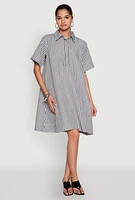 Womens Striped Henley Shirt Dress, Multi, Size L