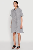 Womens Striped Henley Shirt Dress, Multi, Size L