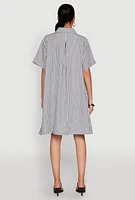 Womens Striped Henley Shirt Dress, Multi, Size L