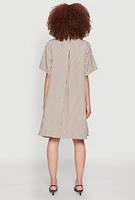 Womens Striped Henley Shirt Dress,