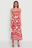 Womens Spoon Jeans Poplin Floral Print Maxi Dress, Red, Size L