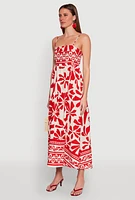 Womens Spoon Jeans Poplin Floral Print Maxi Dress, Red, Size L