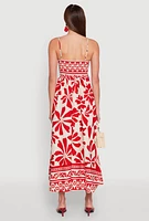 Womens Spoon Jeans Poplin Floral Print Maxi Dress, Red, Size L