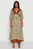 Womens Border Print Boho Maxi Dress, Multi,