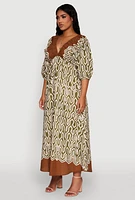 Womens Border Print Boho Maxi Dress, Multi,
