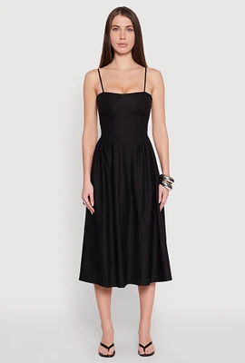 Womens Hyperstretch Bustier Midi Dress, Black, Size L