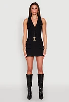 Womens Hyper Stretch Cargo Pocket Mini Dress, S