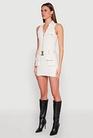 Womens Hyper Stretch Cargo Pocket Mini Dress,