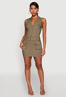 Womens Hyper Stretch Cargo Pocket Mini Dress, M