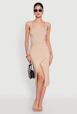 Womens Slit Front Midi Tank Dress,