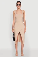Womens Slit Front Midi Tank Dress,