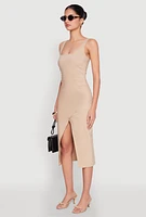 Womens Slit Front Midi Tank Dress,