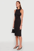 Womens Textured Knit Cut Out Midi Dress,