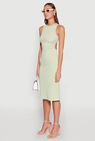 Womens Textured Knit Cut Out Midi Dress,