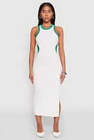 Womens Contrast Trim Cut Out Tank Dress, White, Size M