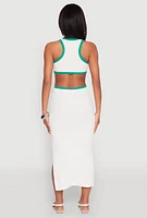 Womens Contrast Trim Cut Out Tank Dress, White, Size M