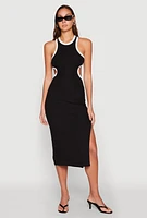 Womens Contrast Trim Cut Out Tank Dress,