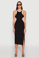 Womens Contrast Trim Cut Out Tank Dress,