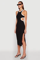 Womens Contrast Trim Cut Out Tank Dress,