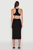 Womens Contrast Trim Cut Out Tank Dress,