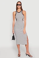 Womens Striped Cut Out Midi Tank Dress, Multi,