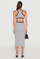 Womens Striped Cut Out Midi Tank Dress, Multi,