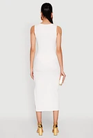 Womens Metallic Seashell Cut Out Midi Dress, White, Size M