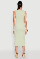 Womens Metallic Seashell Cut Out Midi Dress, Green, Size S