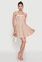 Womens Contrast Trim Corset Skater Dress, S