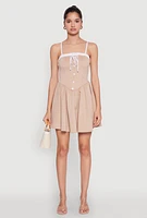 Womens Contrast Trim Corset Skater Dress, S