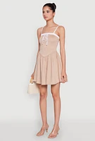 Womens Contrast Trim Corset Skater Dress, S