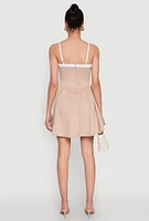 Womens Contrast Trim Corset Skater Dress, S